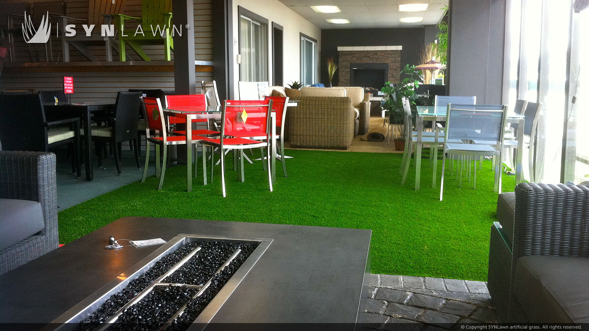 Indoor artificial grass storefront