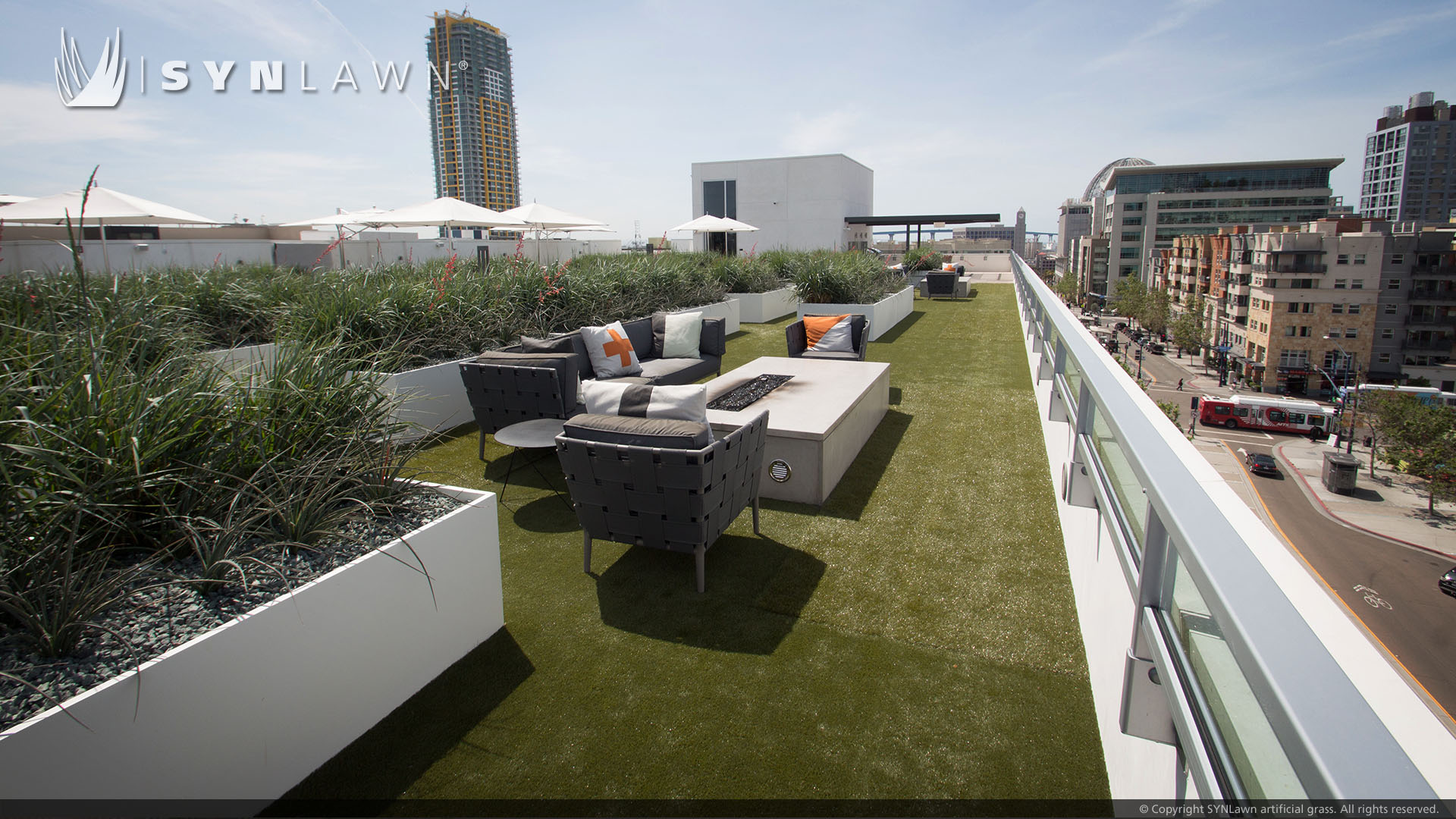 Rooftop artificial grass installation from SYNLawn