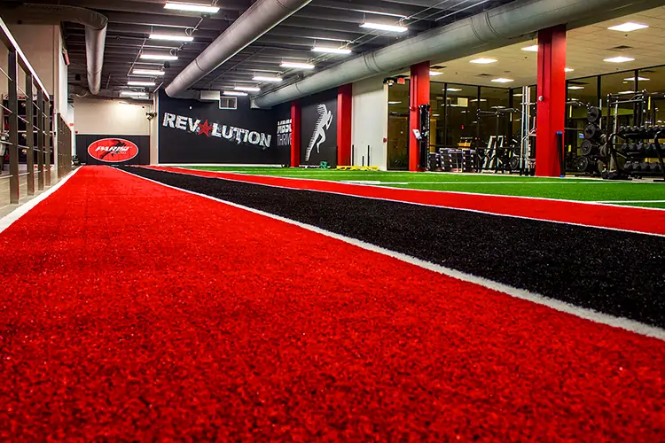 Indoor artificial grass track & field turf installed by SYNLawn