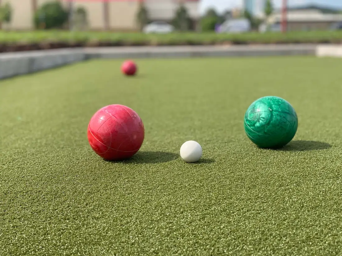 Close up of SYNLawn Bocce Ball Turf