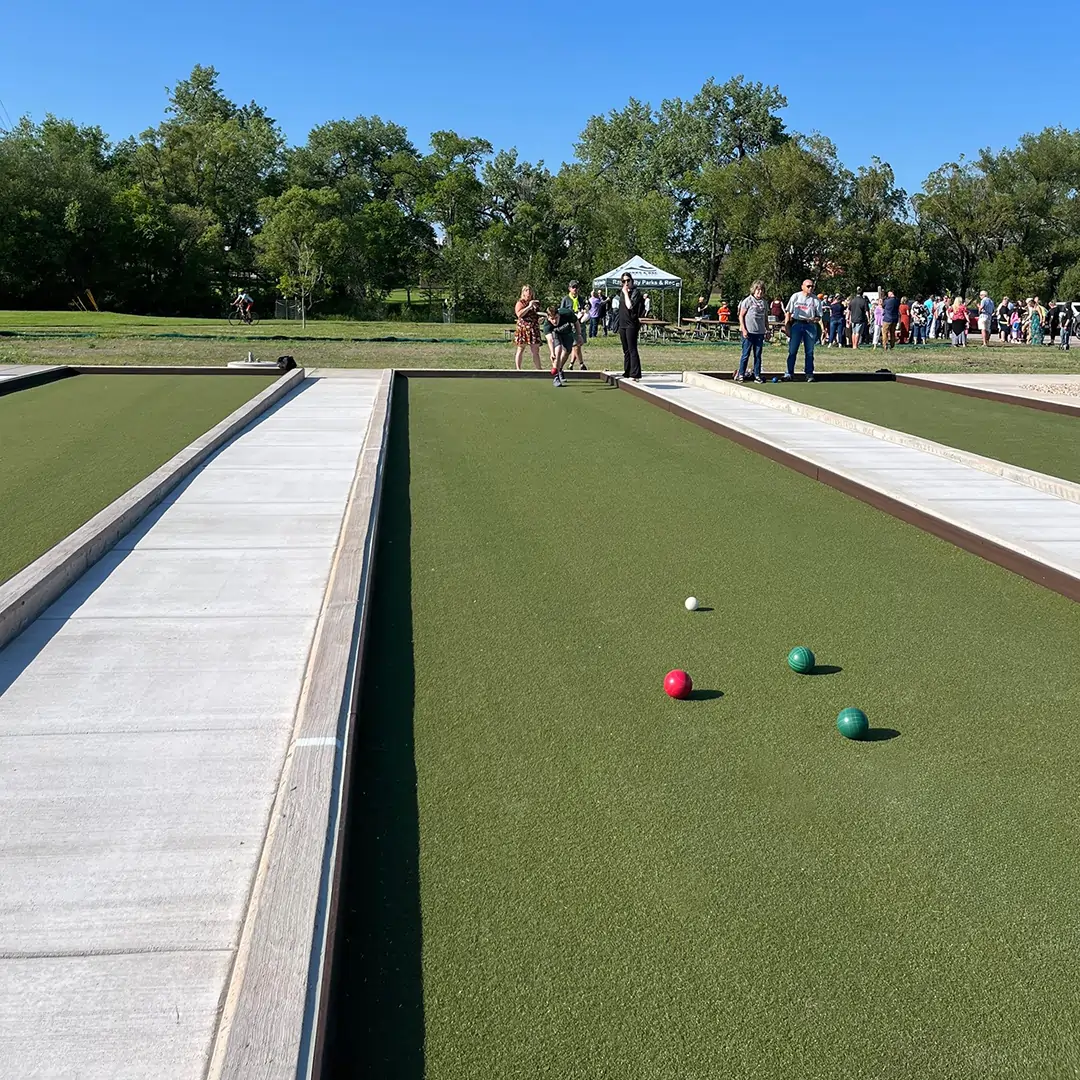 Commercial bocce ball court installed by SYNLawn