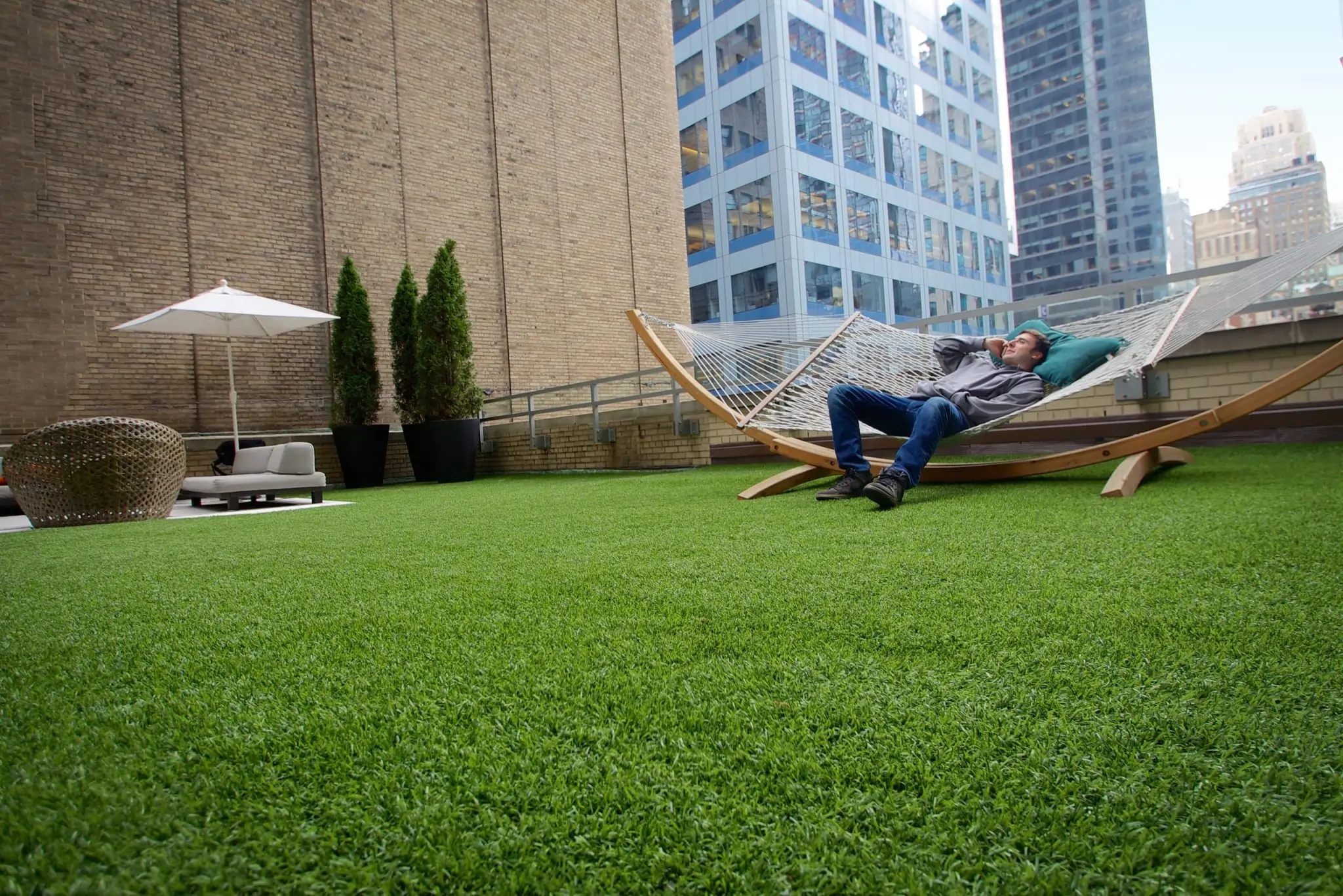 Slide installed on artificial playground grass from SYNLawn