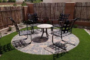 Artificial grass patio installed by SYNLawn